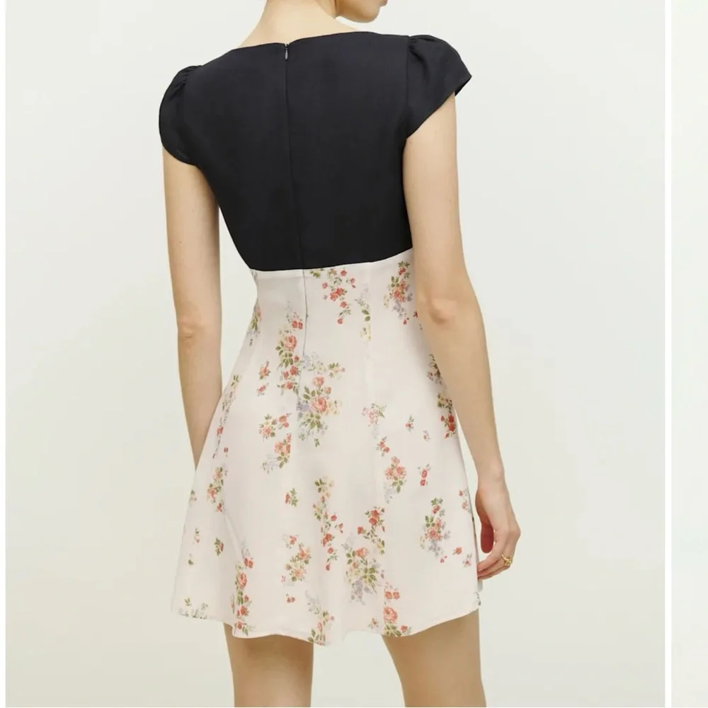 Reformation Black and Cream Floral Dress - Picture 4 of 6